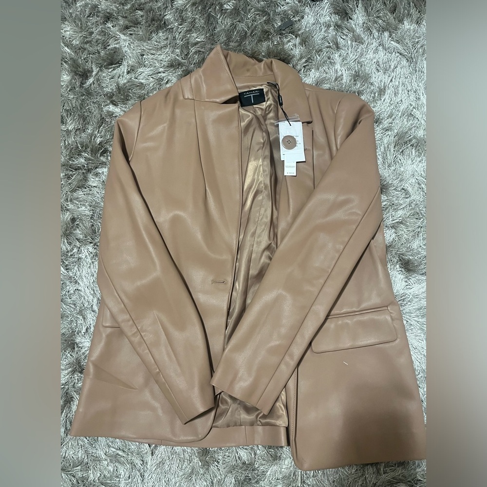 Faux leather blazer